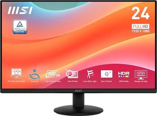 msi PRO MP242L 24-inch IPS 1920 x 1080 (FHD) Computer Office Monitor, 100Hz, Adaptive Sync, HDMI, DisplayPort, Tilt, 4-Side Slim Bezel 1ms, Black