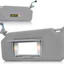 Left Driver Side Sun Visor with Vanity Light Fit for Honda Accord 2008 2009 2010 2011 2012, Replace for 83280TA0A91ZB Gray