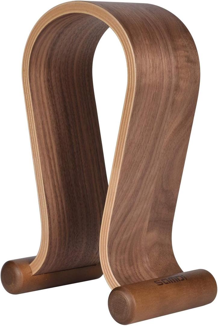 SAMDI Wood Headphone Stand, Headphone Holder Wood Headset Stand Compatible for Sony, Bose, Shure, Jabra, JBL, AKG Gaming Headphones Display et. (Walnut)