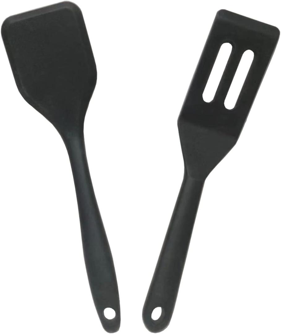 Mini Small Spatula, 2 Pieces Flexible Nonstick Brownie Silicone Tiny Spatula (Black)