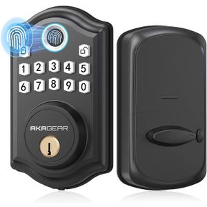 DS10 Fingerprint Door Lock - Keyless Entry Door Lock, Electronic Keypad Deadbolt, Smart Door Lock, Keypad Lock for Front Door, Auto-Lock & One Touch Locking - Matte Black