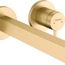 Hansgrohe Finoris Modern 1-Handle 2-Hole 4-inch Tall Wall Mounted Bathroom Faucet in Brushed Gold Optic, 76050251