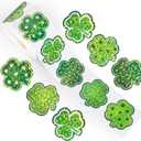 500Pcs St. Patrick's Day Sticker Rolls for Kids 1 Inch Glitter Shamrock Sticker Roll with 5 Different Designs Green Lucky Clover Self-Adhesive Decals St. Patrick's Day Envelope Scrapbook Decorations