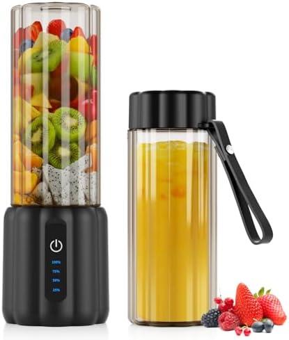 COKUNST Portable Blender - Small Smoothie & Shake Maker, 17 Oz (500ml) Personal Blender with 6 Blades, USB-C Rechargeable Mini Mixer with Extra Lid for Travel, Office, Gym