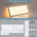 23 Inch Dimmable LED Flush Mount Ceiling Light Fixture with Remote, Square Low Profile Ceiling Light,3000K6500K Color Changing,1800K Night Light,White,for Bedroom,Kitchen,Living Room