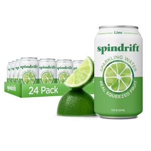 Spindrift Sparkling Water, Lime Flavored, Made with Real Squeezed Fruit, 12 Fl Oz Cans, Pack of 24 (Only 4 Calories per Can) (EXP 04/07/27)