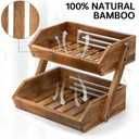 G.a HOMEFAVOR Fruit Basket: 2-Tier Acacia Wood Fruit Bowl for Kitchen, Fruit Stand Storage Holder for Vegetables and Snack Home Kitchen Countertop Organizer (Self-assembly)