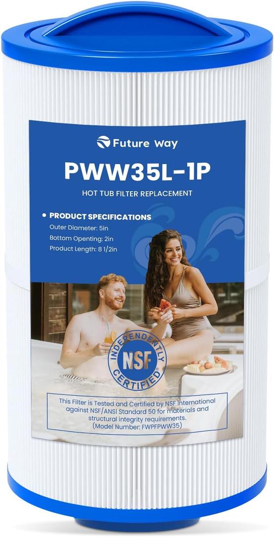 Future Way PWW35L Hot Tub Filter Replacement for X268548-PMA-R3, Unicel 4CH-935817-4035, Filbur FC-0710Waterway Teleweir 35 SF, Replace Pleatco PWW35L Spa Filter, SD-01235, PDC580-AFS, 35 Sq. Ft