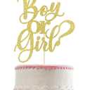 3 x Boy or Girl Cake Topper -gold glitter baby shower,Gender Reveal, 1st Birthday Party,welcome newborn party decoration