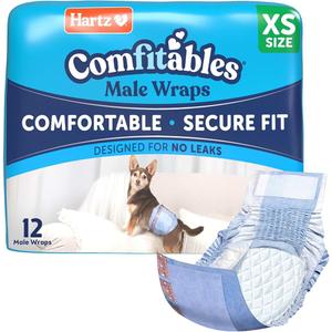 Hartz Comfitables Disposable Male Dog Wraps with Stretchy Waistband, Extra Small 12 Count