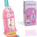 FS Kids Vacuum Toy That Really Works with Lights & Sounds, Pretend Play Toy Vacuum for Toddlers 1-3, Toddler Vacuum Toys for Ages 18M+ Girls, Cleaning Toy with Ball-Popping, Pink