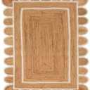 SVI Rug Scallop Pattern Jute Bohemian Area Rug (Off White, 2'x6')