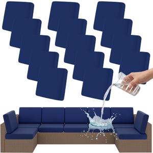 Smiry Waterproof Patio Cushion Covers, Stretch Outdoor Couch Slipcovers Replacement Washable Furniture Protector Sofa Chair Seat Cover for Dogs and Pets (14 Pcs, Navy Blue)