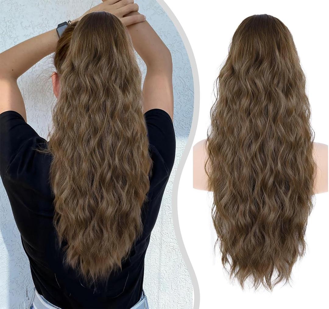 Drawstring Ponytail for Women, 26 inch Long Ponytail Extension, Synthetic Pony Tails Hair Extensions, Hair Extensions Ponytail for Daily Use (Color: Medium Brown)
