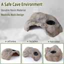 Hide Resin Cave Shelter for Ball Python, Lizard, Leopard Gecko, Bearded Dragon, Terrarium Habitat Decoration (Faux Mud Color with Feeding Ledge, Large)