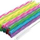 Jacent Plastic Reusable Kids Straws Plus Cleaning Brush, 6 Inch: 24 Straws (24 Count (Pack of 1))