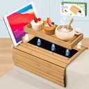 Joy&Grace Couch Arm Tray, 3-in-1 Magnetic Detachable Sofa Arm Table with Phone and Tablet Holder Bamboo Couch Cup Holder, Foldable Sofa Armrest Tray for Eating, Drinks, Phones (Natural)