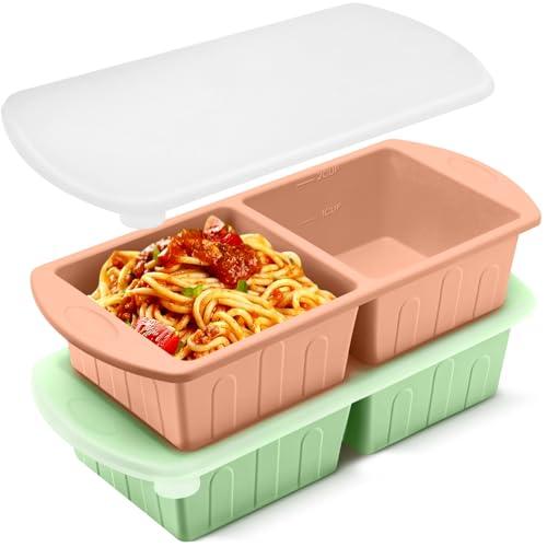 2 Pack Silicone Freezer Trays With Lid For Easy Storage Silicone Soup Freezer Molds 2 Cup ，Perfect For ice cube tray Freezing Broth Sauces Store Leftovers , Leakproof, Easy Release Dishwasher Safe