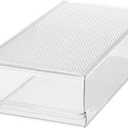 Oggi Clear Stackable Storage Bin with Lid - Ideal for Kitchen, Pantry, Cabinet, Bathroom, Bedroom, Kids, Refrigerator, Freezer. With Handles - Organize Jars, Packets, Snacks, Pasta - 12x4x4inches