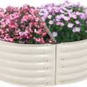 Aoodor 42" L x 24" W x 17" H Half Moon Galvanized Raised Garden Bed, Durable Semi-Circular Outdoor Planter Boxes for Vegetables, Flowers, and Herbs, Set of 2, Beige