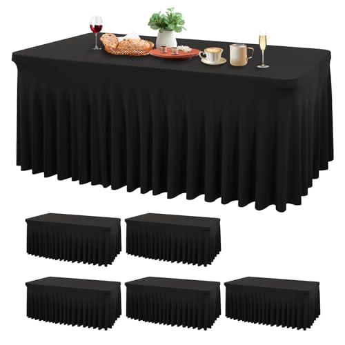 Amazon.com: Wish Care 6 Pack Black Spandex Table Cloths for Rectangle Tables 6ft - One-Piece Wrinkle Free Fitted Table Cover 6 Foot Table Stretch Tablecloths for Party, Banquet, Wedding and Events : Home & Kitchen