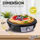 Nutrichef Electric Crepe Maker Pan & Griddle | 12 Inch Nonstick Cooktop | LED Indicators & Adjustable Temperature Control | Includes Spatula, Batter Spreader | Cooks Crepes, Roti & Pancakes