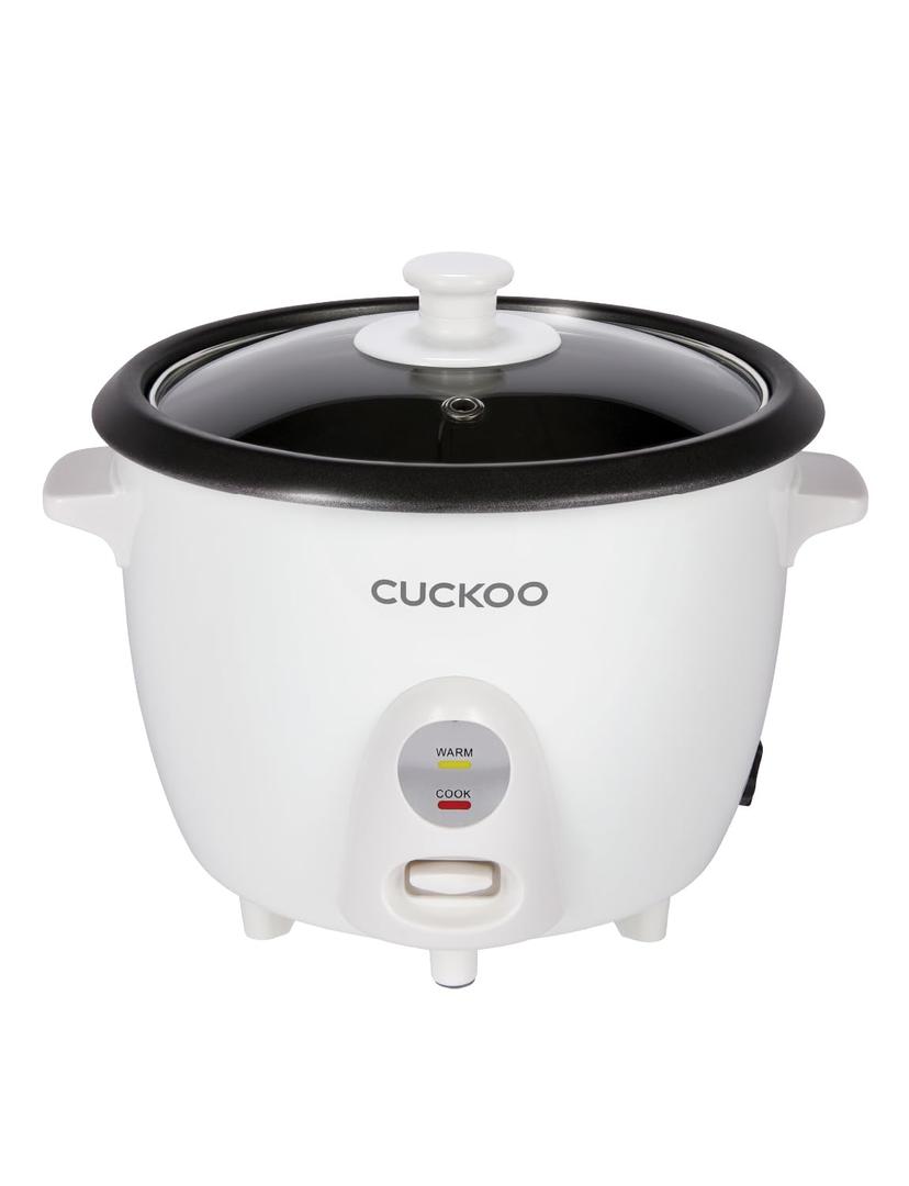 CUCKOO One Touch Rice Cooker 12-Cup Cooked, Small Rice Cooker & Warmer with Steamer Tray, Versatile Grain Cooker, Soup Maker, Auto Keep Warm, 6-Cup Uncooked, White (CR-0601C)