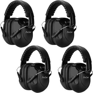 ProCase Noise Reduction Ear Muffs, Sound Proof Ear Protection, NRR 28dB Noise Cancelling Headphones for Adults Kids Autism, Hearing Protection for Mowing -4 Packs, Black