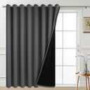 Yakamok Extra Wide 100% Blackout Curtains for Patio Door, Thermal Backing Sliding Glass Door Drape, Privacy Assured Window Treatment for Sliding Door Curtains, Dark Grey, W100 x L96, 1 Panel