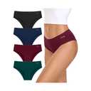Coskefy Women's Underwear Cotton Hipster Panties Low Rise Briefs Soft Strench Breathable Ladies Bikini Underwear 6 Pack S
