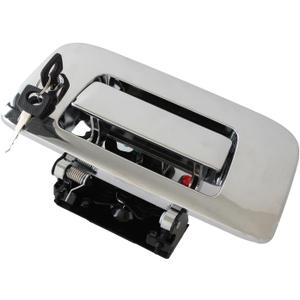 AUCERAMIC 22755305 20928119 Tailgate Handle Latch with Bezel Fit 2007-2014 for Chevrolet Silverado GMC Sierra 1500 2500 3500 HD Replace# 22755302 25775278 (Chrome)