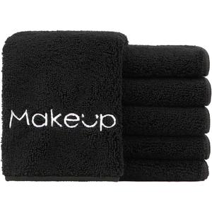 HOMEXCEL Makeup Remover Cloth 6 Pack,Premium Washable Soft 13x13 Inch Facial Cleansing Makeup Towels,Quick Dry Microfiber Face Towels Washcloths for All Skin Types,Black