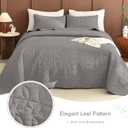 Lady Ann Gray Oversized King Bedspread 128x120, 3Pcs Extra Large Farmhouse Lightweight King Quilt Bedding Set Soft Quilted Leaves Pattern Printed Bedspreads for All Season