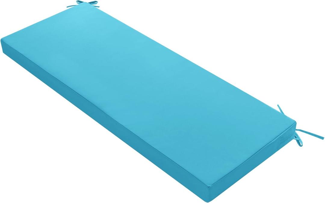 Outdoor Bench Cushion: Waterproof and Fade Resistant Patio Furniture Cushions - Non-Slip Bench Pad Cushion with Removable Cover for Garden Swing Porch Sofa Settee, 48 x 18 x 3 Inch, Teal