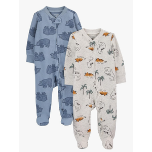 Simple Joys by Carter's Baby Boys' 2-Pack 2-Way Zip Cotton Footed Sleep and Play, Size 6-9 Months