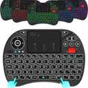 Rii X8 Mini Keyboard,2.4GHz Portable Wireless Keyboard with Touchpad Mouse,RGB Backlit,Rechargeable Battery for Android TV Box/Mac/PC/Nvidia Shield