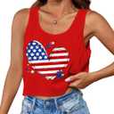 Aluvee USA 4th of July Tank Tops Women Red White and Blue Shirts Tank Tops American Patriotic Flag Crop Sleeveless Tee (M)