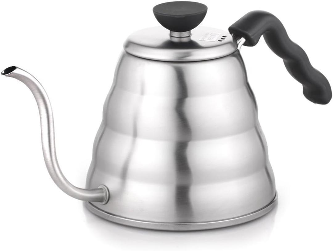 Hario V60 "Buono" Gooseneck Drip Kettle, 1200ml, Silver (1.3 Quarts, Stainless Steel, Silver)