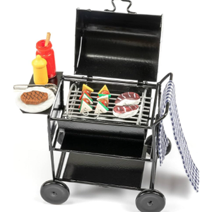 SAMCAMI Dollhouse Furniture Kitchen Grill Set (7 PCS) - 1:12 Scale Miniature Dollhouse Decoration (Square Black)