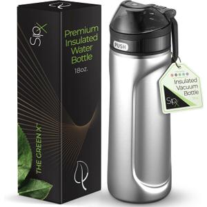 SipX Triple-Insulated Stainless Steel Water Bottle - 18oz. With Straw Lid, Reusable Insulated Water Bottle Keeps Cold For 12 Hours, Metal Water Bottle Made Of Sustainable Material For Hiking & Biking