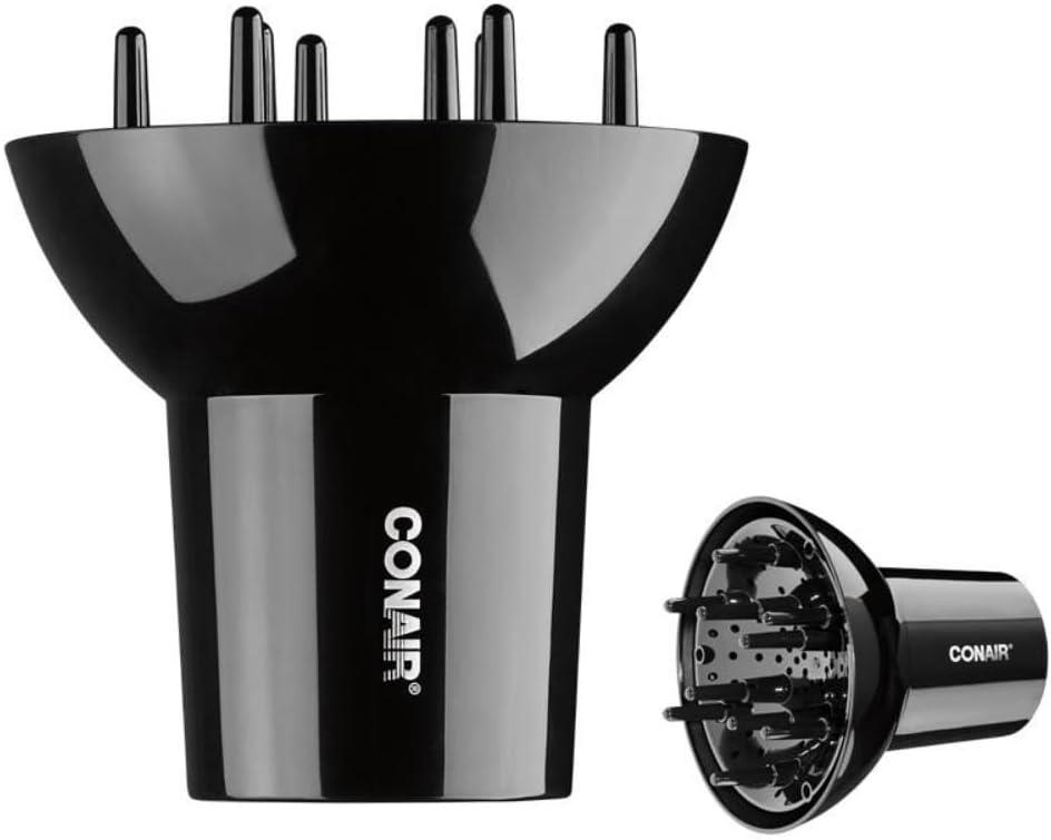 Conair Volumizing Universal Hair Diffuser, Adjustable Hair Dryer Attachment for Frizz-Free Curls to Fit Hair Dryer Nozzles from 1.75 to 2.3 (Black)