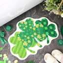 Tinideya St. Patrick's Day Bathroom Rug Bath Mat Shamrock Rug 27.6'' x 19.7'' Green Clover Leaf Bath Mat Soft Absorbent Non Slip St Patricks Day Doormat for Bathroom Kitchen Home Decoration
