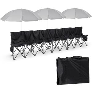 Cinnvoice Folding Soccer Bench Chair Portable Team Sports Sideline Team Bench Seat with Umbrella for Football Camp Travel Events Outdoor Seating with Storage Bag (9 Seat)