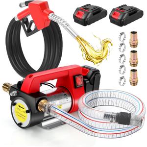 GEARLASSO 12V Fuel Gasoline Transfer Pump Kit Electric Fuel Transfer Pump Kit with Auto ShutOff Nozzle & 2M Inlet Hose & 4M Outlet Hose for Gasoline Diesel Kerosene Carrying Case