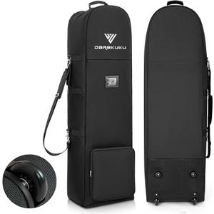 Golf Travel Bags for Airlines with Adjustable Support Rod and Detachable Shoulder Straps, Soft Foldable Golf Club Travel Covers, 900D Heavy Duty Oxford - Universal Size (Black)