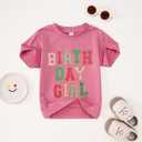 GLIGLITTR Birthday Girl Shirt for Toddler Kids Sequins Birthday Outfit T-Shirt Cute Summer Party Gift Tee Tops 2-6 Years (Pink)
