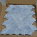 Tilingview 10-Sheet Peel and Stick Backsplash Tile for Kitchen, Self-Adhesive Mosaic Glossy Leaf Stick on Wall Tile with Gaps (Pastel Blue)