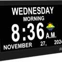 SSYA Dementia Clock for Seniors, Digital Clock with Date and Day of Week, Alzheimers Clock with Auto DST, Non-Abbreviated Large Calendar Alarm Clock Desk Clock (11.5" Black)