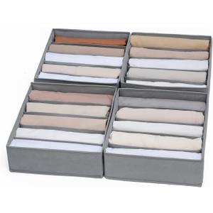 4 Packs Wardrobe Clothes Organizer,5 Grids Washable Portable Closet Organizer Storage Box Foldable Closet Drawer Organizer for thicker Scarves,Leggings,Long sleeve shirts32 * 30 * 11