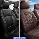 Car Seat Covers Full Set,Faux Leather Seat Covers for Cars, Car Seat Protector Waterproof, Non-Slip,Bright and Shiny seat Covers Make Your Vehicle Look, 2Seaters,Brown